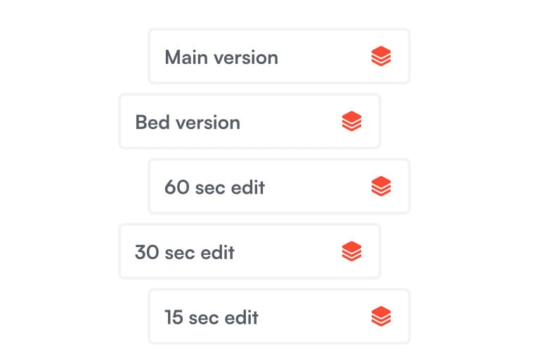 Main version, Bed version, 60 sec edit, 30 sec edit